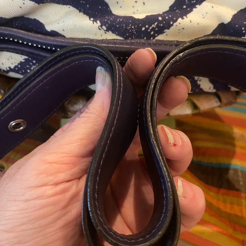 Coach Legacy Zebra Print Zip Duffle Bag 23410 Marine Purple White - Picture 8 of 14